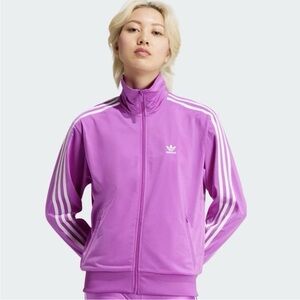Adidas Lavender Firebird Track Jacket with White Stripes